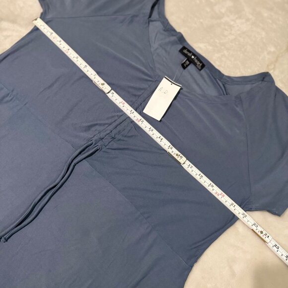 Derek Heart womens mini dress Short sleeve blue color Size 3X Stretchy ruched - Picture 3 of 7